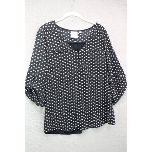 Janet Chung 3/4 Roll Tab Sleeve Blouse-Size 1XL